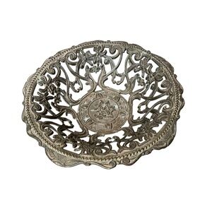 Vintage Italian Filigree Ornate Metal Bowl Bowl in Bronze Brass